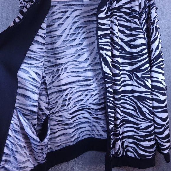 Alfred Dunner Women's Size 20 Lightweight Full Zipper Jacket Zebra Ruffle Layers - Picture 5 of 7